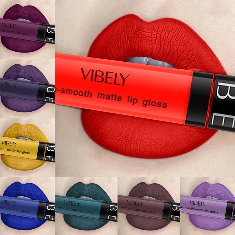 VIBELY Lip Gloss 29 Colors Make Up Matte Liquid Lipstick Mate Waterproof Long Lasting Moisturizing Lipgloss Lip Makeup Cosmetics