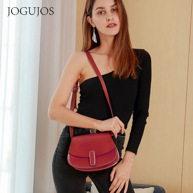 

Leisure Tide Head Layer Cowhide Fashion Contracted Genuine Leather Shoulder Bags Retro Leisure Solid Color Women Bags