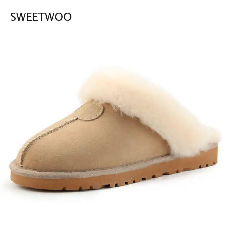 Natural Fur Slippers Fashion Female House Winter Slippers Women Warm Indoor Slippers Quality Soft Wool Lady Home Shoes