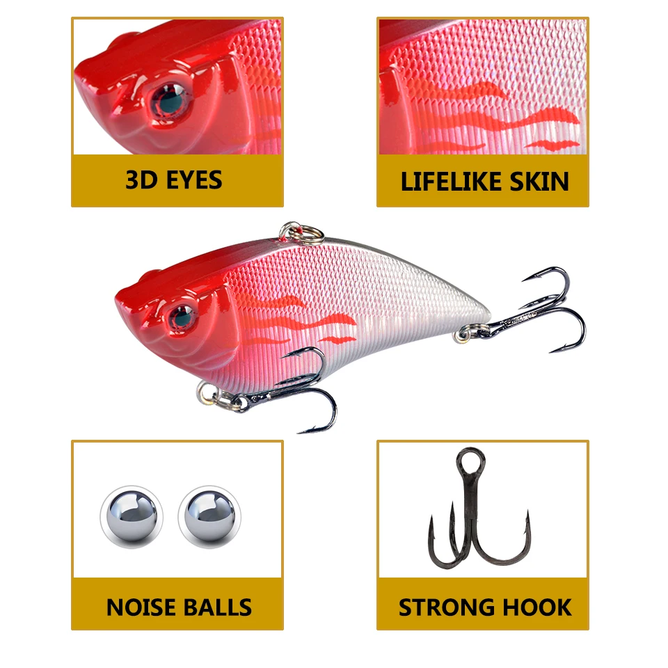 LINGYUE 1PCS VIB Hard Bait Fishing Lure 7cm 16g Sinking Long Shot Rattling Crankabit Wobbler Isca Artificial Pesca For Bass Pike