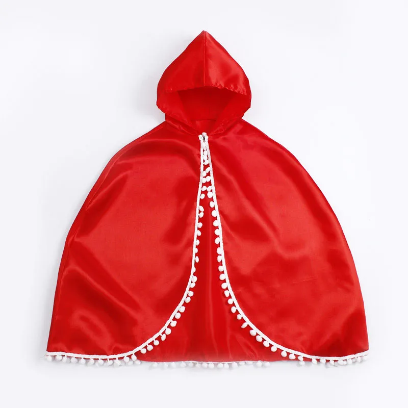 Girl Princess Satin Cape Hooded Cloak for Halloween Costume Role Play Birthday Party Children's Day Cosplay Accessory