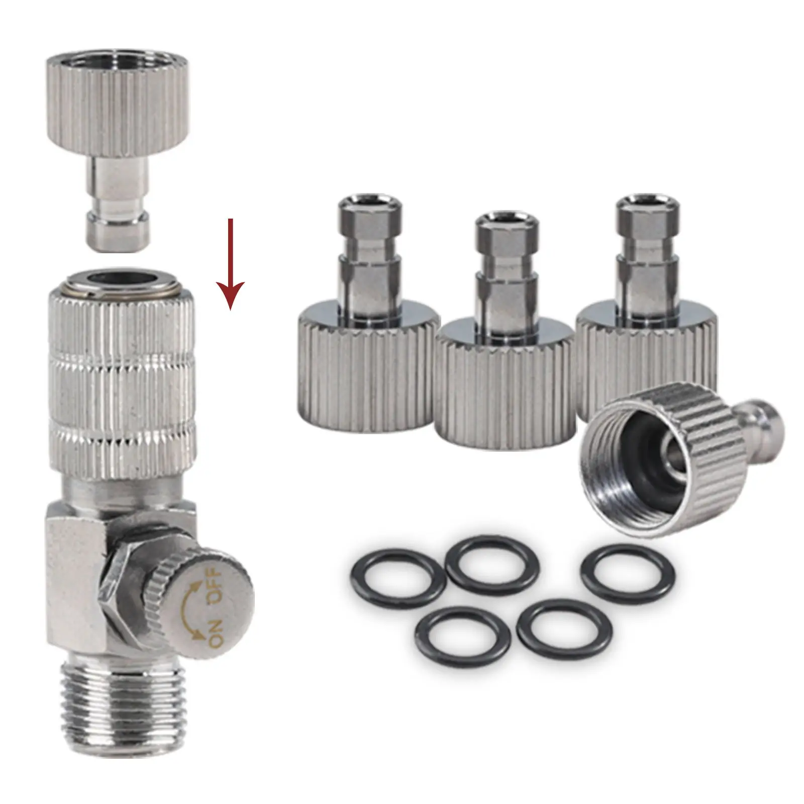 Acoplador de Liberação Rápida do Airbrush com Tomada de Desconexão da Válvula de Controle do Ajuste do Fluxo de ar com Fitting Montagem & Jogos do O-ring