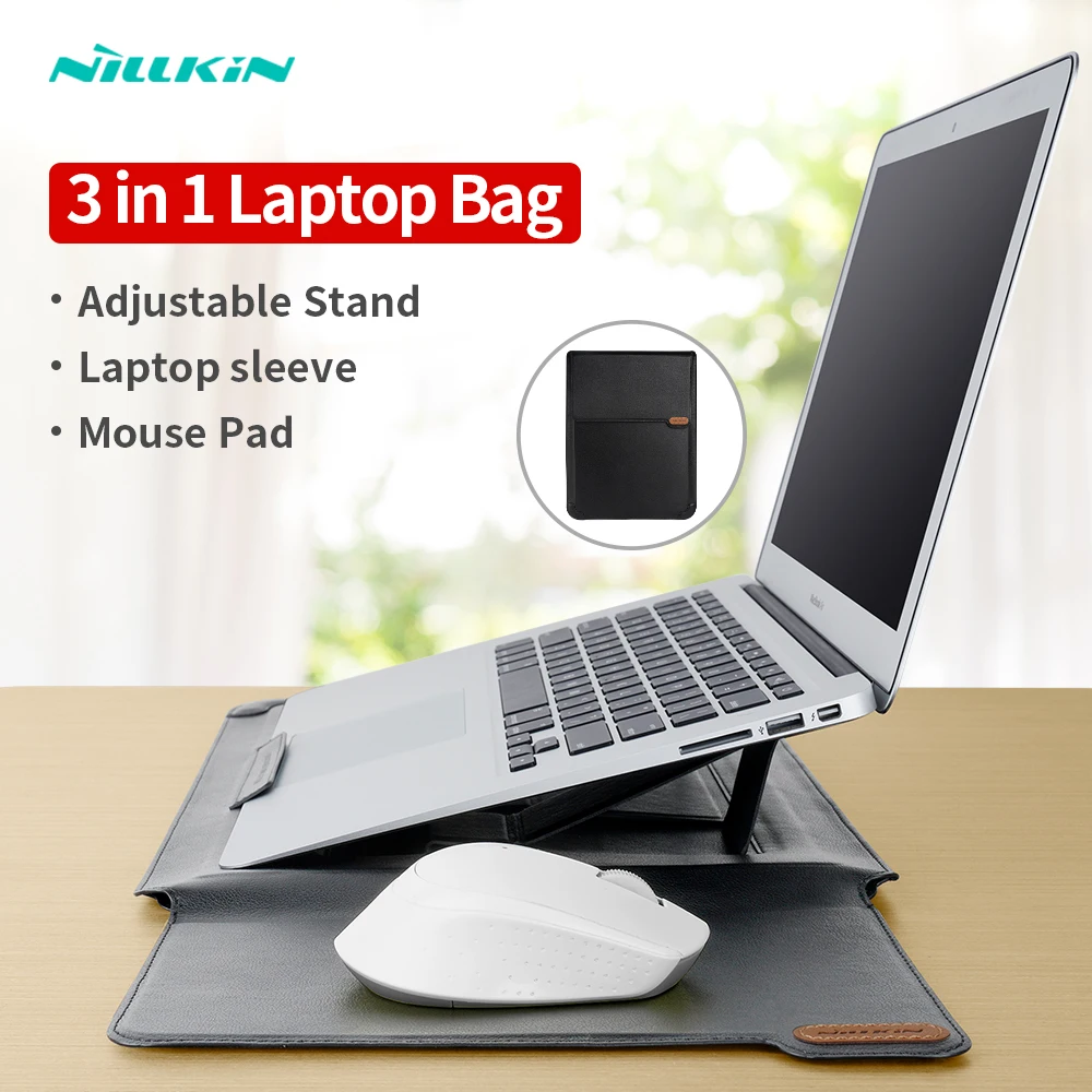 NILLKIN torba na laptopa PU skórzany pokrowiec torba na Macbook Air Pro 13 15 16 wielofunkcyjny przenośny futerał na laptopa do Huawei MateBook