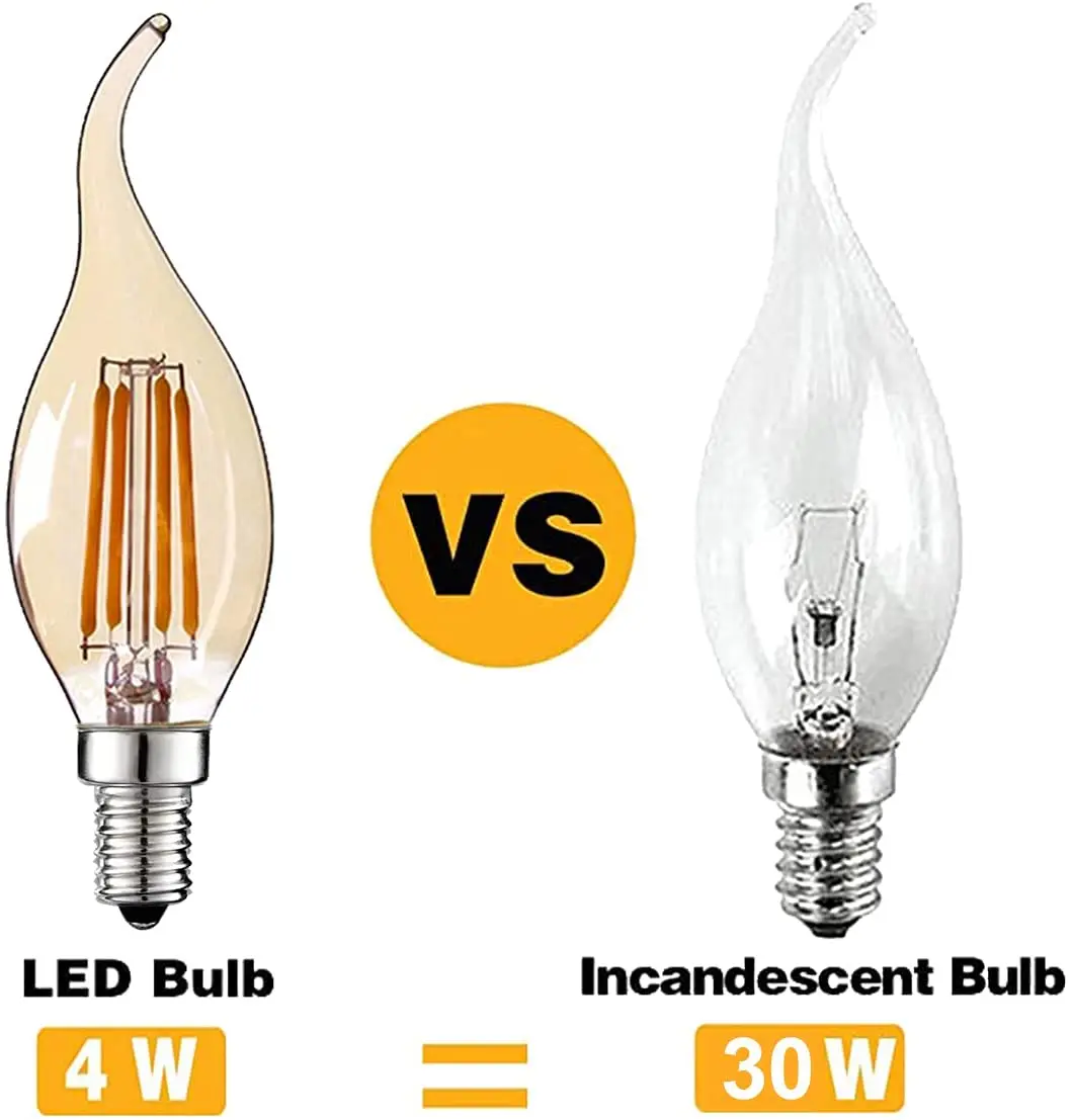 Ganriland Led Dimbare Gloeilampen 4W C35 Kaars Lamp E14 220V 2200K Spaarlamp 30W gloeilampen Equivalent Lamp