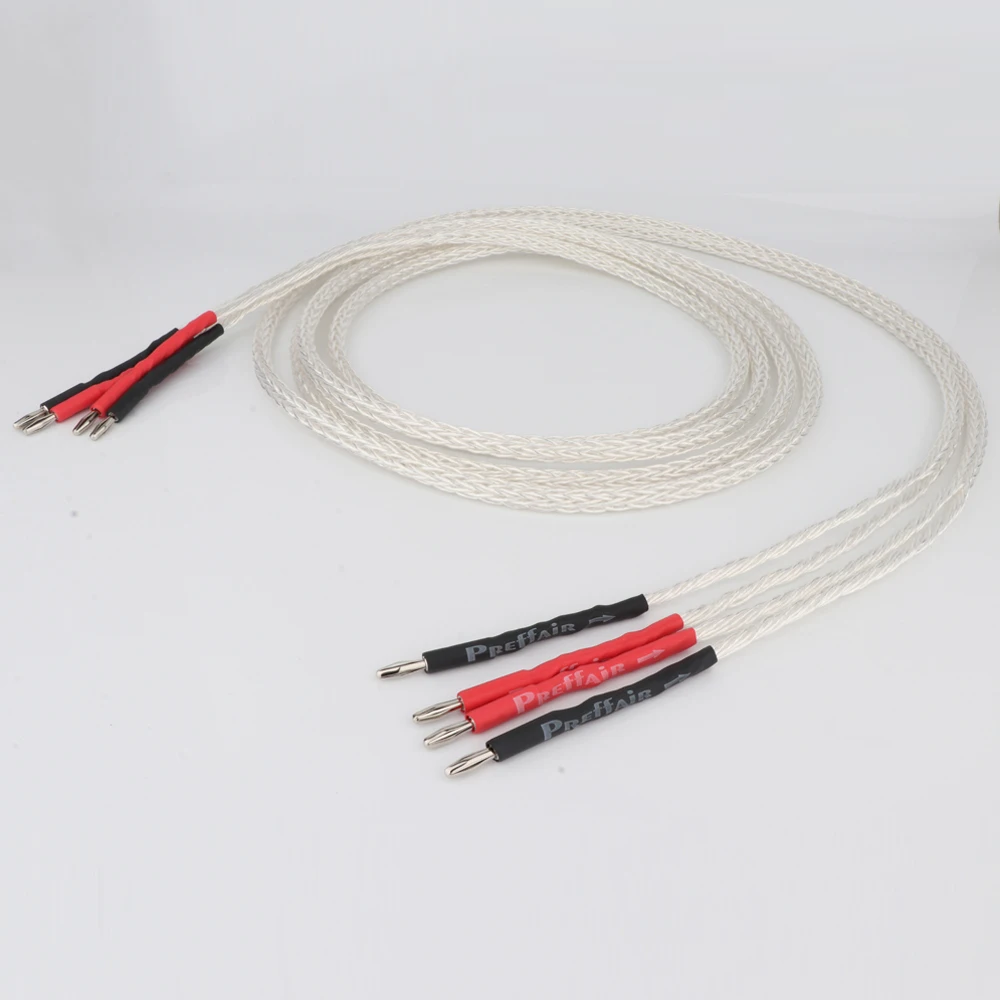 Preffair 8AG OCC Silver Plated Hifi Speaker Cable Hi-end Speaker Wire With Banana/Y Spade Connector for Amplifier and CD