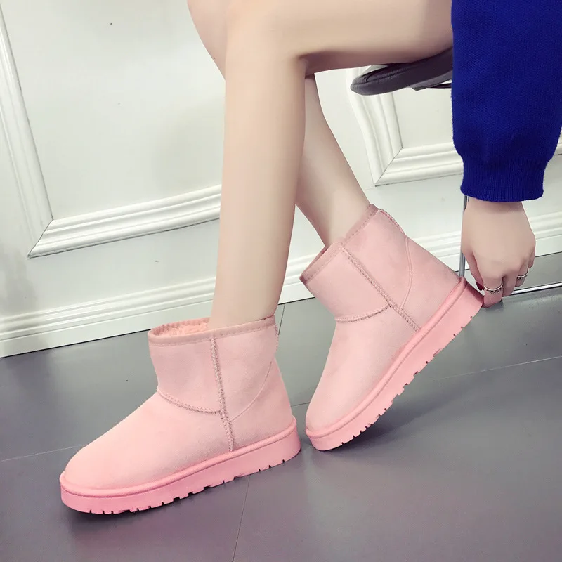 Winter Women\'s Short-Tube Snow Boot Plush Warm Women Shoes Suede Round-Toe Flat Heel Ankle Boots botines mujer 2023 WSH4267