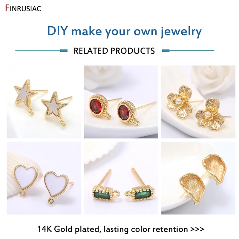 Earring Making Supplies Gold Plated with Small Round Zircon Stud Earrings Hooks Accessories Findings DIY Jewelry Handmade Craft