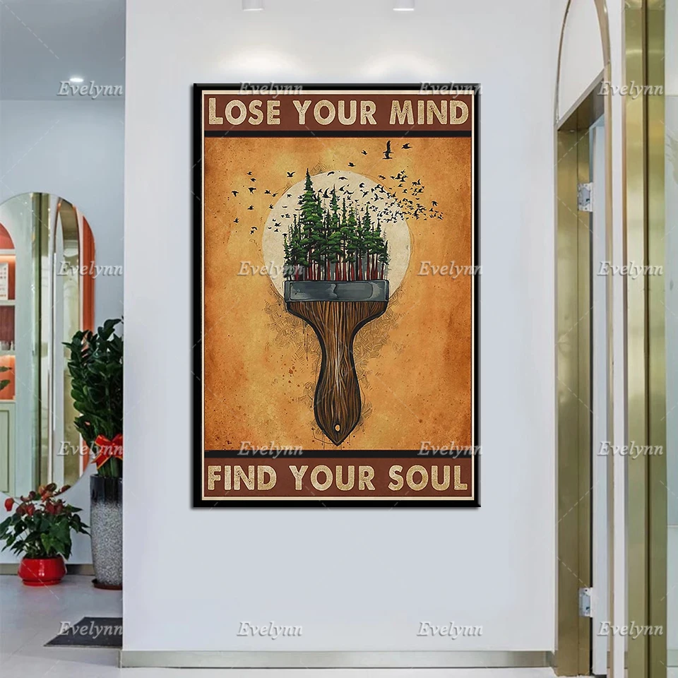 

Lose Your Mind Find Your Soul Poster,In The Forest Prints,Birds Lover Wall Art,Paint The Forest Canvas, Natura Lover Home Decor