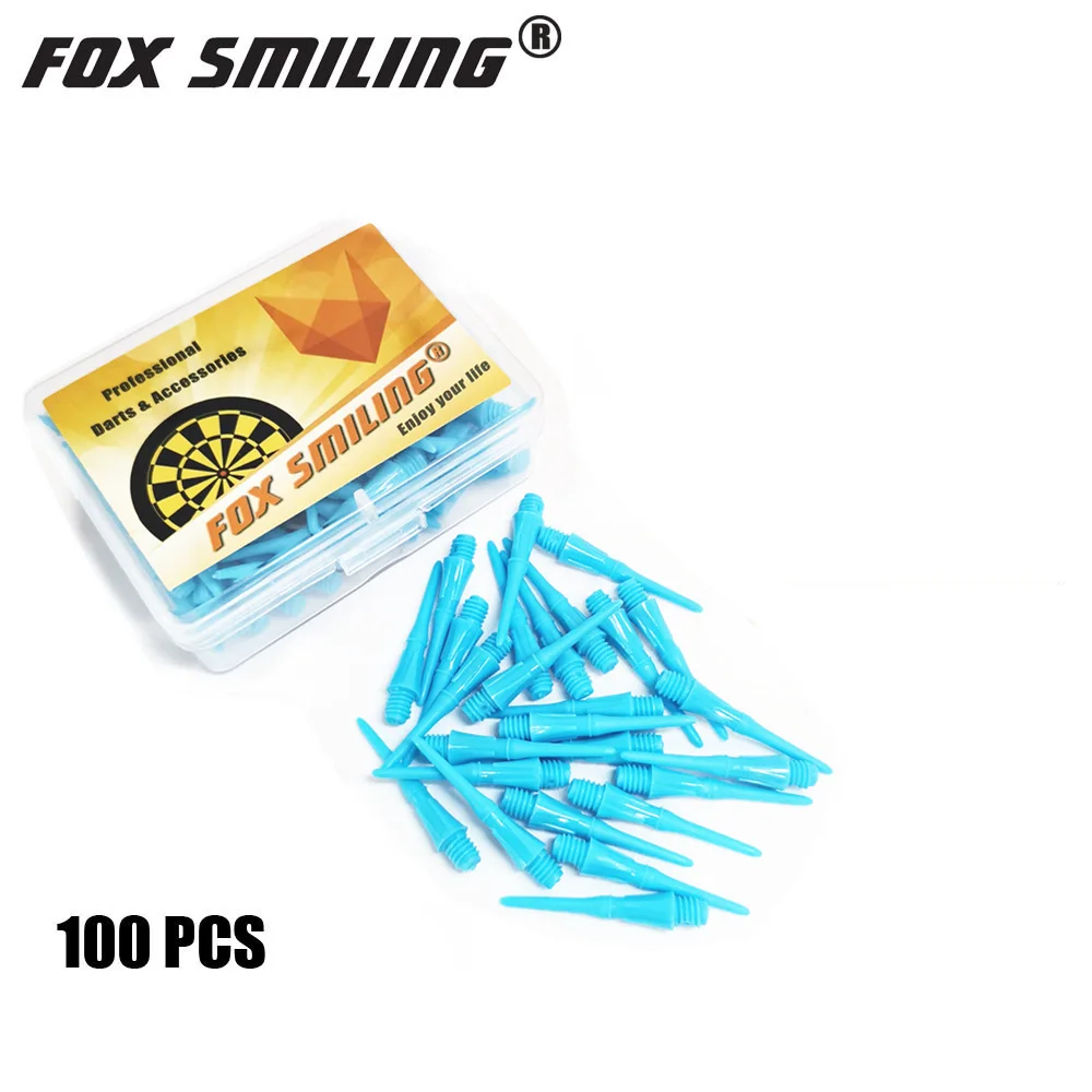 100PCS Bunte 25mm 2BA Professionelle Nylon Weiche Spitze Darts Und Elektronische Punkte Zubehör Fuchs Lächelndes Mit Geschenk Flüge