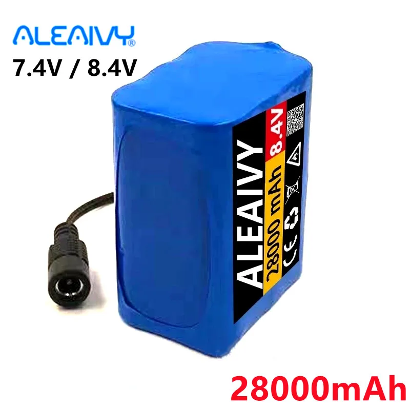 New 8.4V 28000mAh 18650 Li ion batteries 7.4v 28Ah lithium ion Rechargeable Battery Pack for Bike Bicycle Light Headlamp