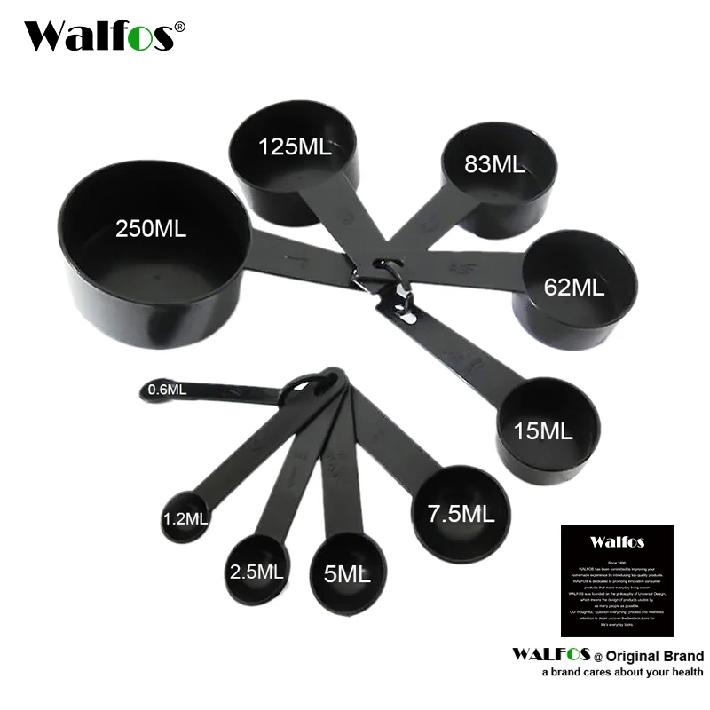 

WALFOS 5/10pcs Black Kitchen Measuring Spoons Teaspoon Coffee Sugar Scoop Cake Baking Flour Measuring Cups Kitchen Cooking Tools