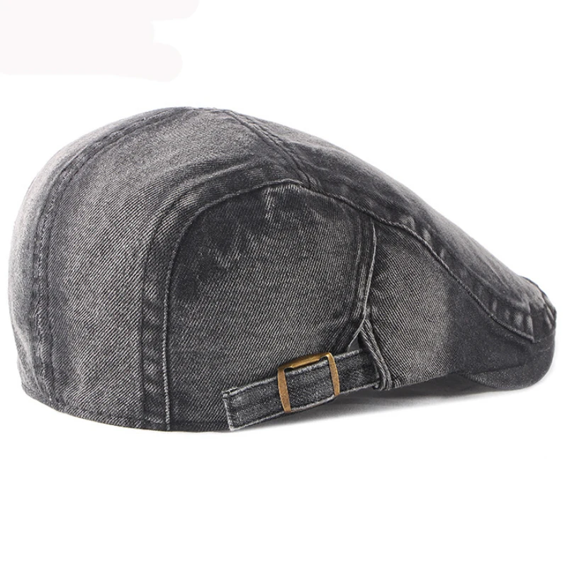 HT3301 Berets Spring Autumn Men Women Cap Hat Retro Denim Beret Cap Artist Painter Beret Hat Adjustable   Flat Cap Men