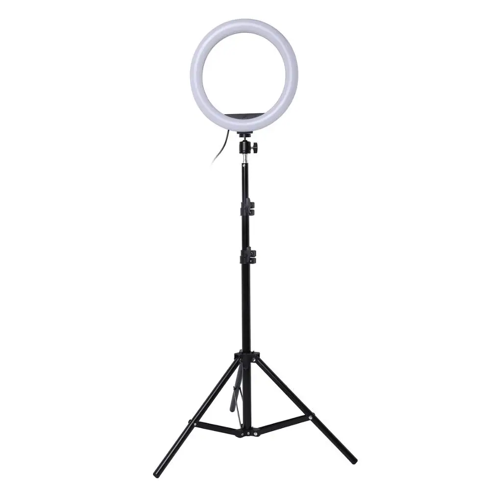 Lâmpada redonda LED RGB com suporte e tripé, iluminação fotográfica para telefone, selfie, tiktok, youtube, maquiagem, vídeo, vlog, 10 ", 13"