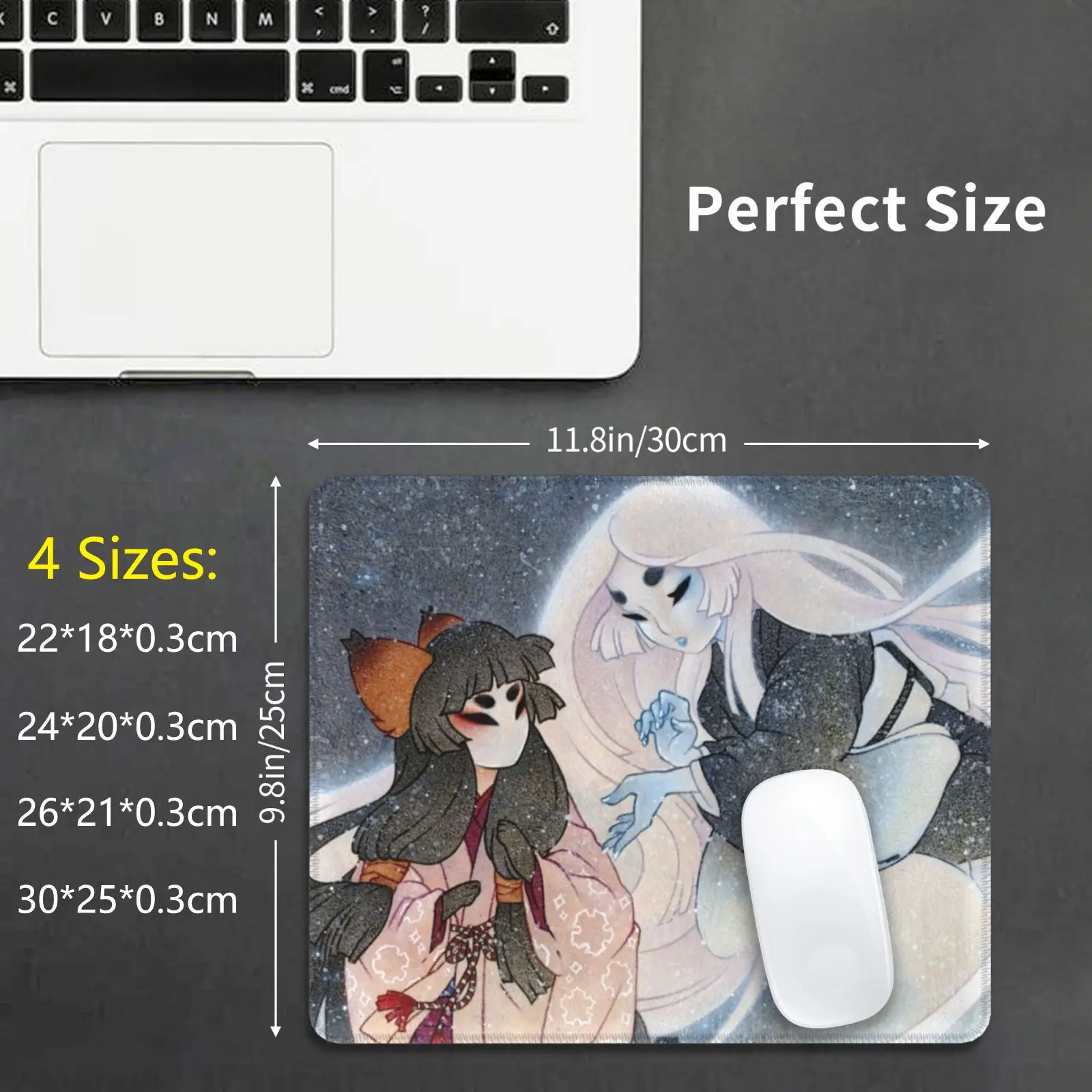 The Yuki Onna-Kitsune Yurei Yokai Mouse Pad DIY Print Yukionna Yuki Onna Kitsune Fox Yokai Yurei Snow