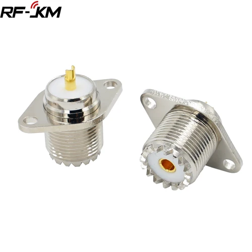 Imagen 1 del producto Conector hembra SL16 UHF SO239, Conector de antena hembra de 2 agujeros con brida rómbica, panel de soldadura RF, 1 piezas