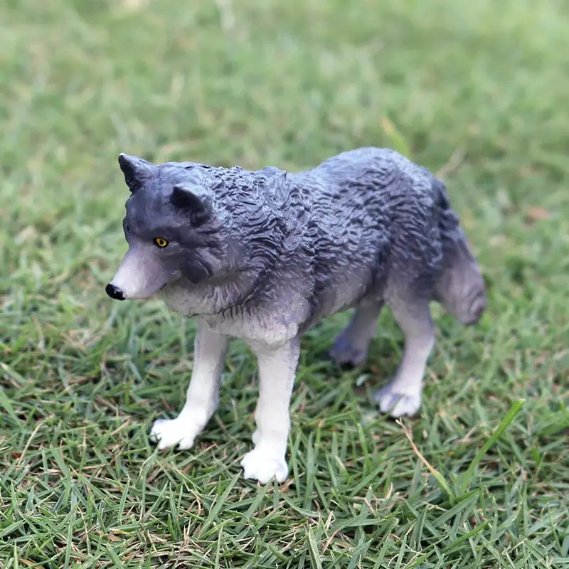 Oenux Original Wild Beast Animals Gray Wolf Simulation Baby Wolves Action Figures Collection Lifelike PVC High Quality Model Toy