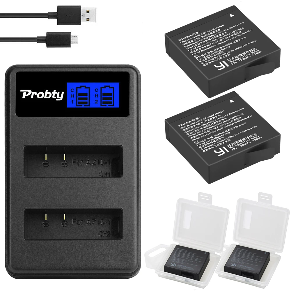 Dành Cho Original Xiaomi YI Lite 2 4K 4K + Màn Hình LCD USB 2 Khe Cắm Sạc Cho Hiểu Khê 4K Camera Hành Động Pin