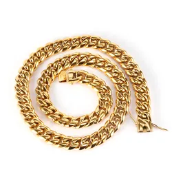 Desian-Golden Curb Colar de corrente cubana para homens e mulheres, pulseira de aço inoxidável 316L, joias da moda, hip-hop, 2021