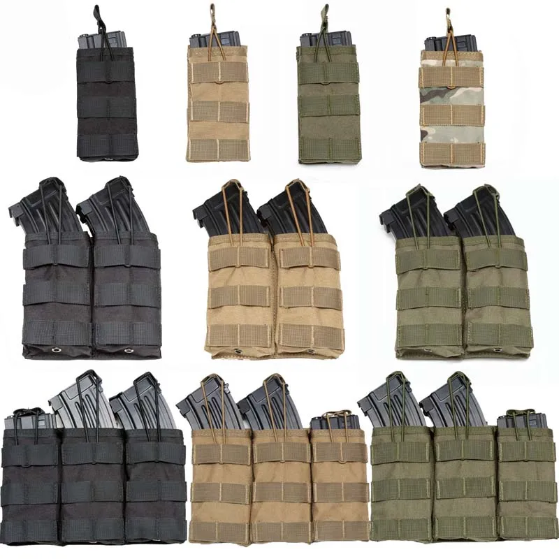 Chaleco MOLLE táctico militar para caza, bolsa de accesorios, bolsa Molle de cartucho Triple, bolsa para revistas individual/doble