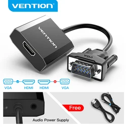 Vention konwerter VGA na HDMI 1080P męski na żeński z dźwiękiem VGA HDMI cyfrowy analogowy Adapter do laptopa projektor HDTV HDMI VGA