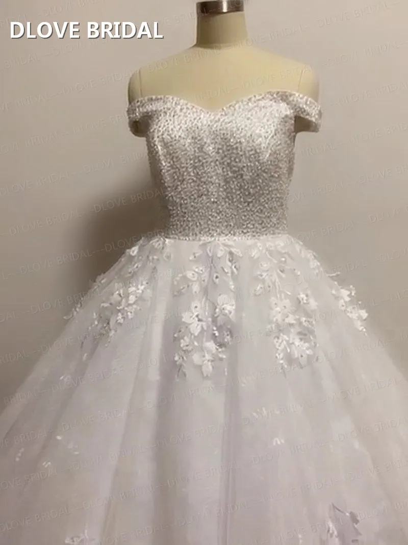 Vestido de noiva com ombro de fora, 3d, renda, apliques, vestido de noiva