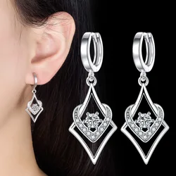 New Arrival 925 Silver Needle Trendy Water Drop Shine Cubic Zirconia Female Hanging Drop Earrings Anti Allergy Cheap Gifts