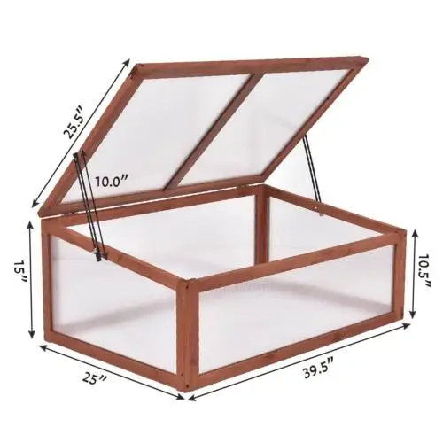 Costway Garden Portable Wooden Green House Cold Frame Raised Plants Bed Protection