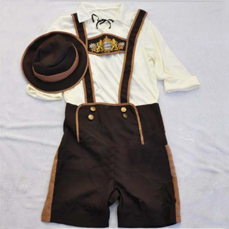 Disfraz de Oktoberfest alemán para hombre, vestido de fiesta de fantasía, clásico, desfile, taberna, barman, Top, Lederhosen, Carnaval