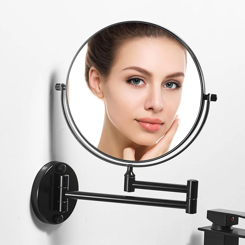 Black Bathroom Mirror Wall Mounted 8 inch 1X/3X Magnifying Mirror Bathroom Double Faced Bath Mirror makeup Mirror