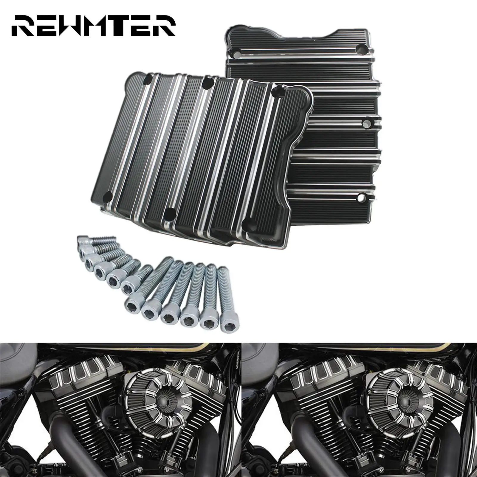 

Motorcycle Twin Cam Rocker Box Covers Black For Harley Dyna Wide Glide 1999-2017 Touring Softail Road Electra Glide FLHR FXDL