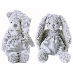 Teddy Bear Stuffed Animal - Plush Toys - Great for Nursery Decor - Baby Gifts - Cute Fluffy Grey Bunny with Dress Baby Toy
