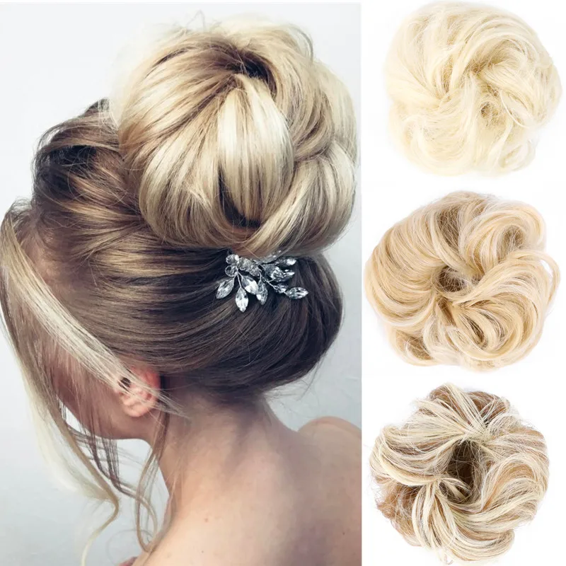 

Full Star Synthetic Natural Messy Hair Bun Chignon Fake Hair Bridal Donuts Hairpiece For Women Wrap Curly Elastic Updo Scrunchy