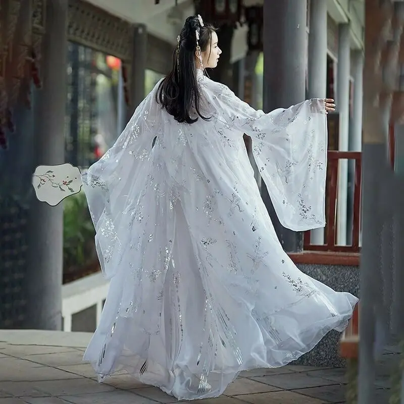 Asian Fashion Women Chinese Hanfu Dress Fairy Plus Size Classic Dance Costume Female Student Tulle Cosplay Oriental Ming Dynasty