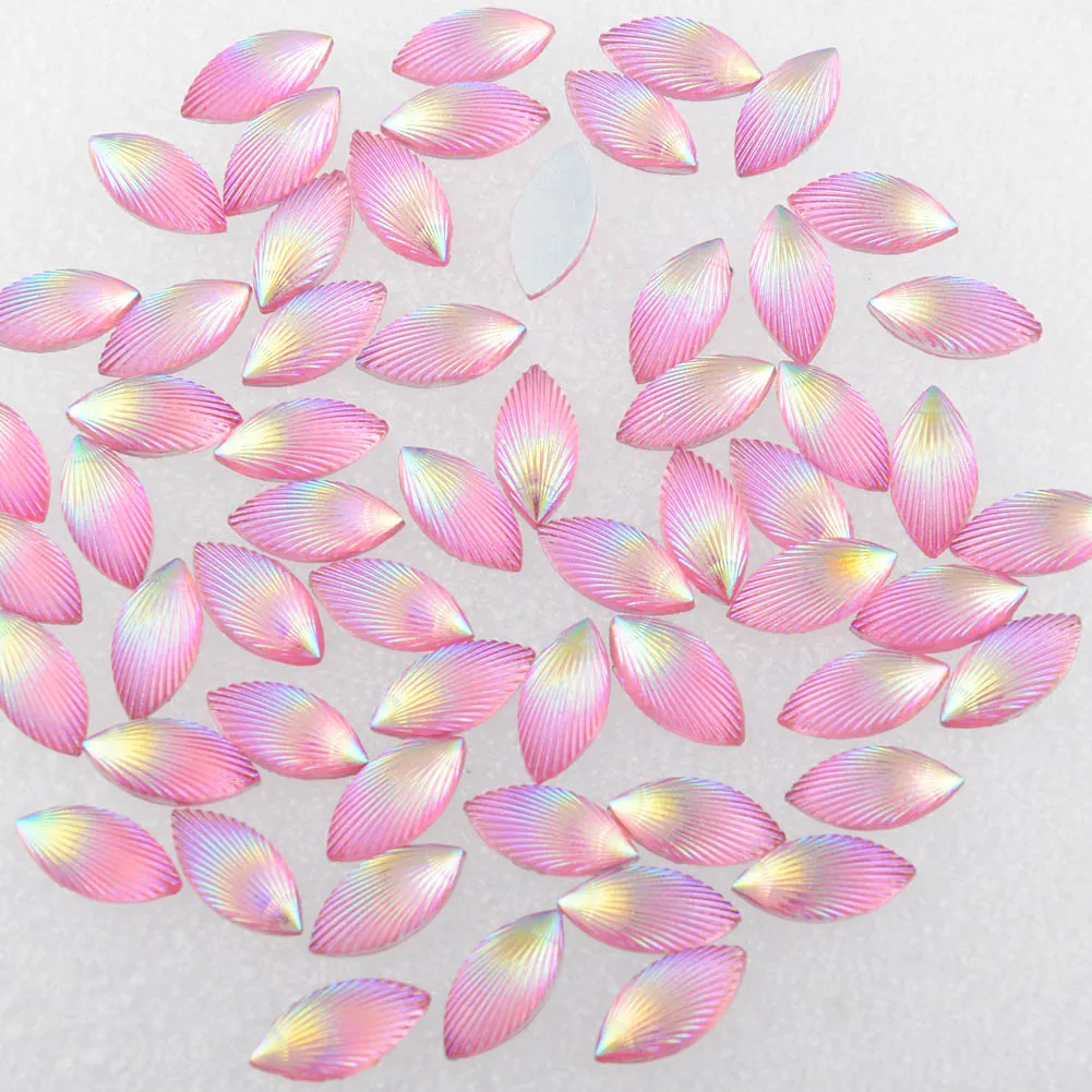 BOLIAO 40pcs 7*14 mm (0.28*0.55 In) AB Horse Eye Pink Resin Flatback Rhinestones For Crafts Clothing Dress Decoration DIY