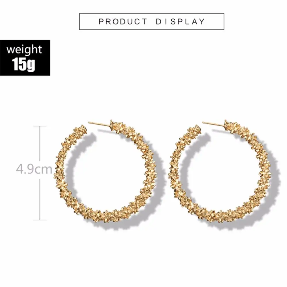 New Vintage Earrings For Women Gold Color Round C Geometric Statement Earring 2019 Metal Earring Hanging Fashion Jewelry