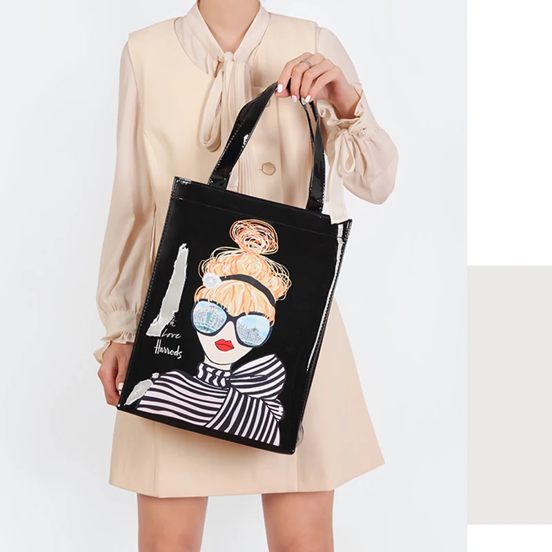 KOKOPEAS, bolso de compras con gráfico a la moda, bolso de hombro de PVC impermeable reutilizable, bolso de estilo Londres, bolso de compras para