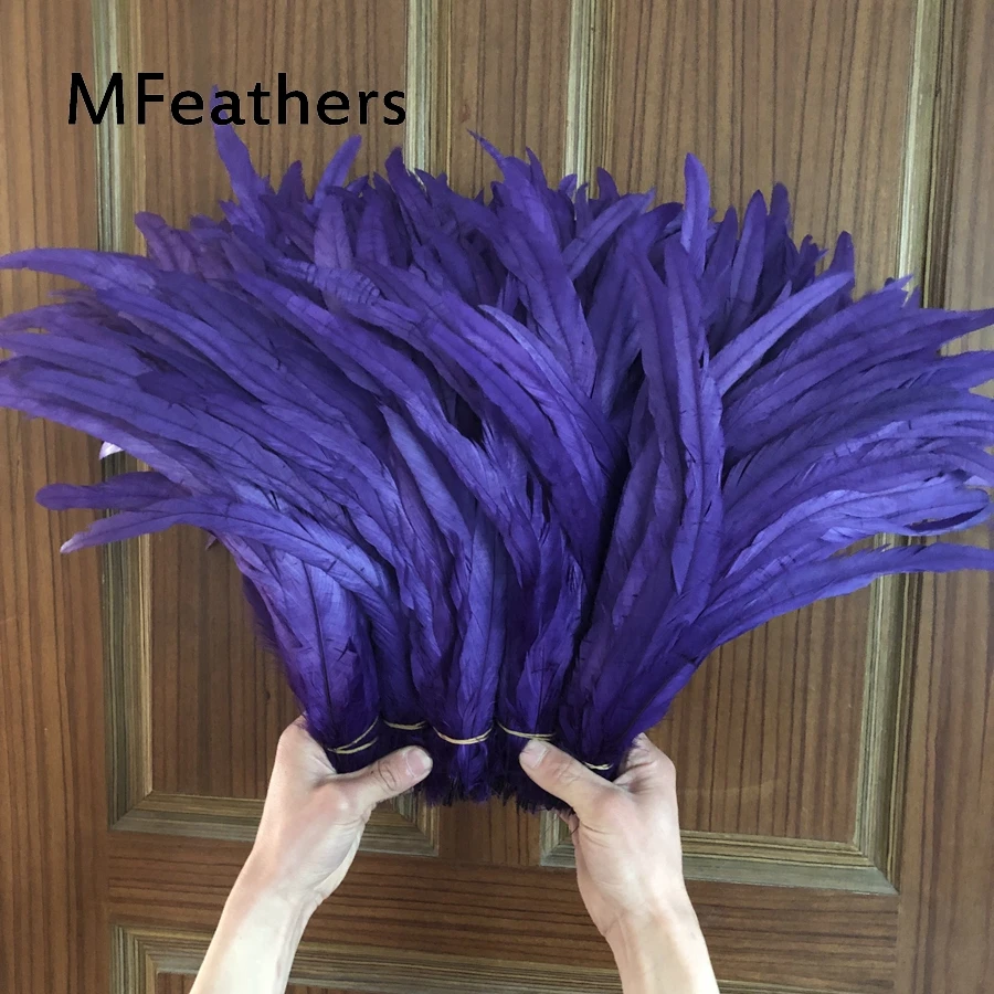 Sale 100pcs / lot cheap plumas feather, 12-14inches 30-35cm, natural Purple rooster feathers DIY chicken feather jewelry plumes