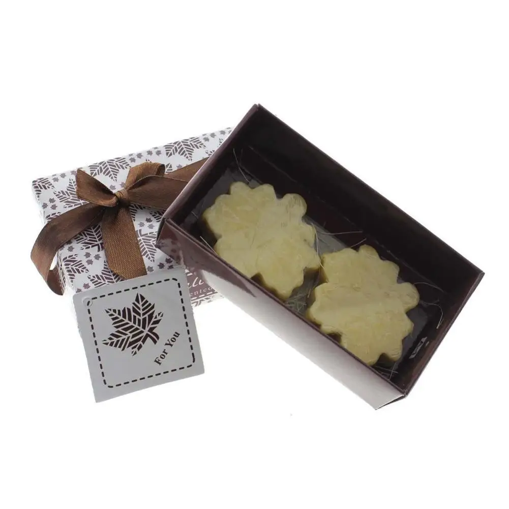 2 pezzi di sapone fatto a mano in foglia d'acero regalo di nozze splendidamente intagliato per gli amici con scatola di imballaggio forniture per feste 2021