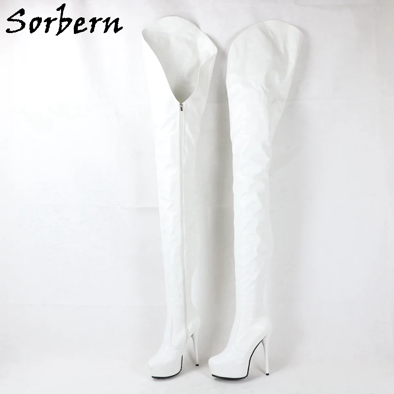 Sorbern Customized 80cm Long Boots Women Crotch Thigh High Heel Platform Asymmetry Outside Long Inside Short For Drag Queen