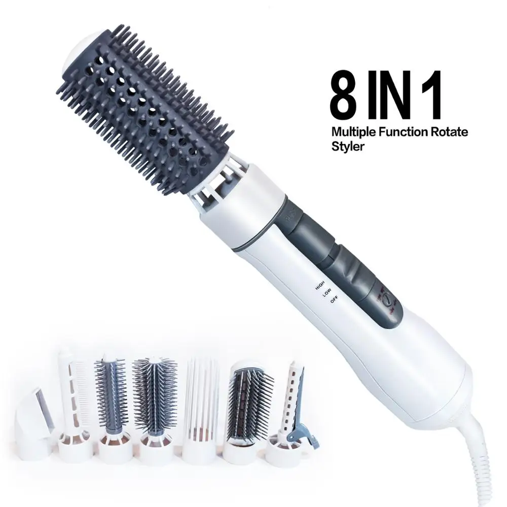 8 In 1 Hot Air Brush Professional Hair Dryer Set Multifunction Hair Straightener Fast Heating Hairbrush Hair Waver Styling Tool