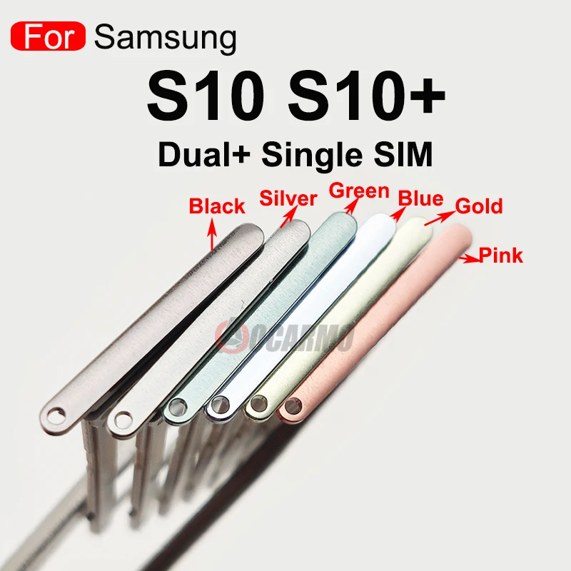 For Samsung Galaxy S10 Plus S10+ Dual & Single Sim Card Slot Tray Holder Sim Card Reader Socket Replacement Parts