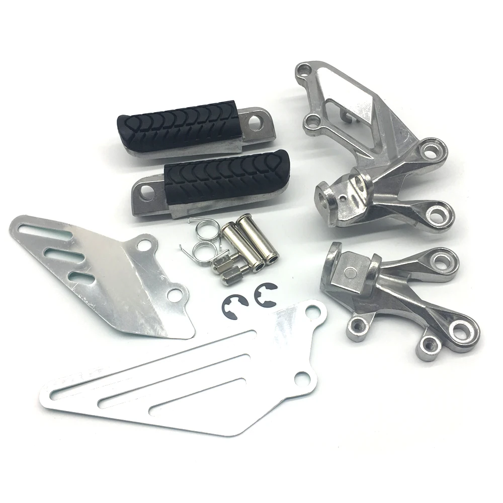 Motorcycle Silver Front Rider Foot Pegs Footrest Bracket Fit For Kawasaki Ninja ZX14 ZX14R ZZR1400 2008-2018