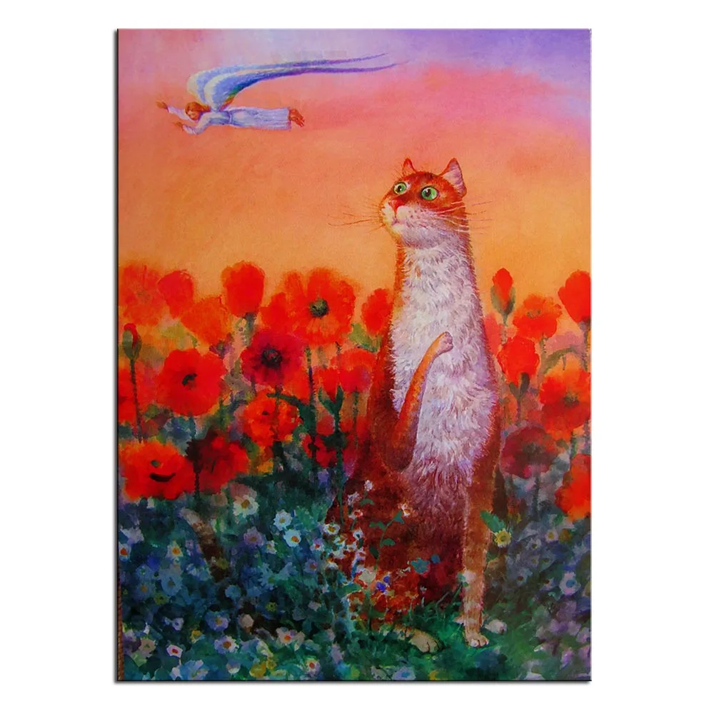 Minimallist Art Vladimir Rumyantsev Cats Poster print Cat painting animal lover gift Home decor for living room wall painting