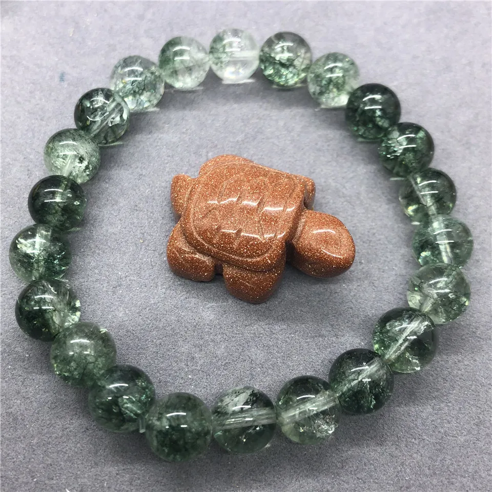 Natural Green Crack Phantom Quartz Beads Bracelet Charms for Female 6-12mm