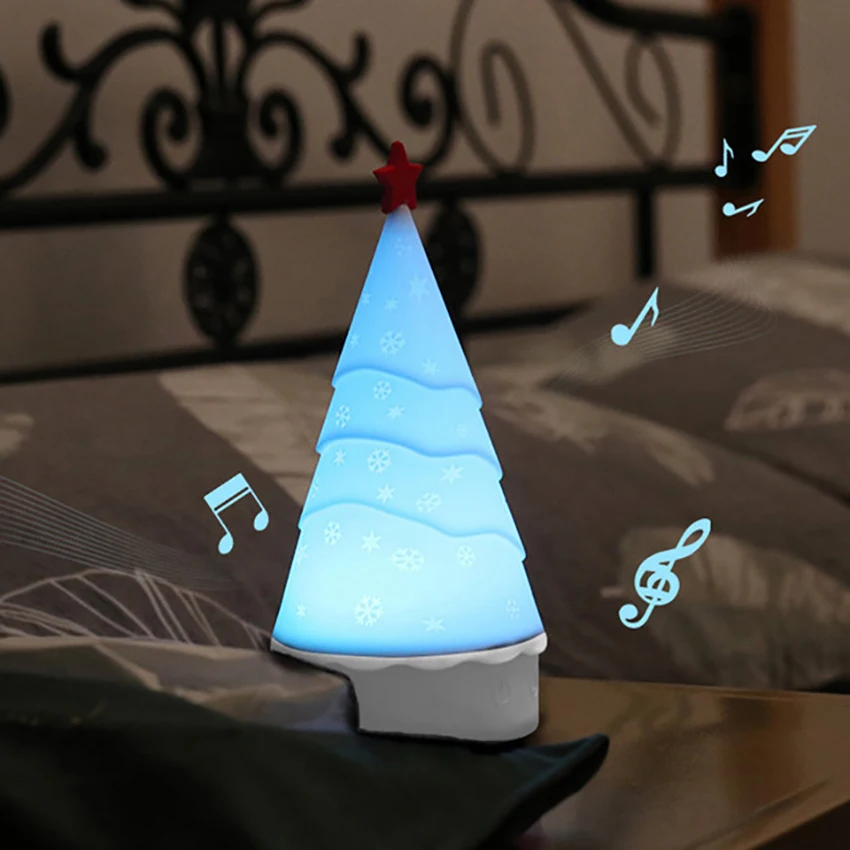 ไฟกลางคืนไฟสร้างสรรค์ต้นคริสต์มาส1200mAh ไฟกลางคืนซิลิโคนสีสันสดใส lampu tidur สำหรับเด็กห้องนอนของขวัญคริสต์มาส