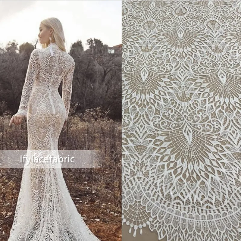 Unique  Bridal Wedding dress Guipure embroidery French lace fabrc DIY sewing high quality Lace material fabric