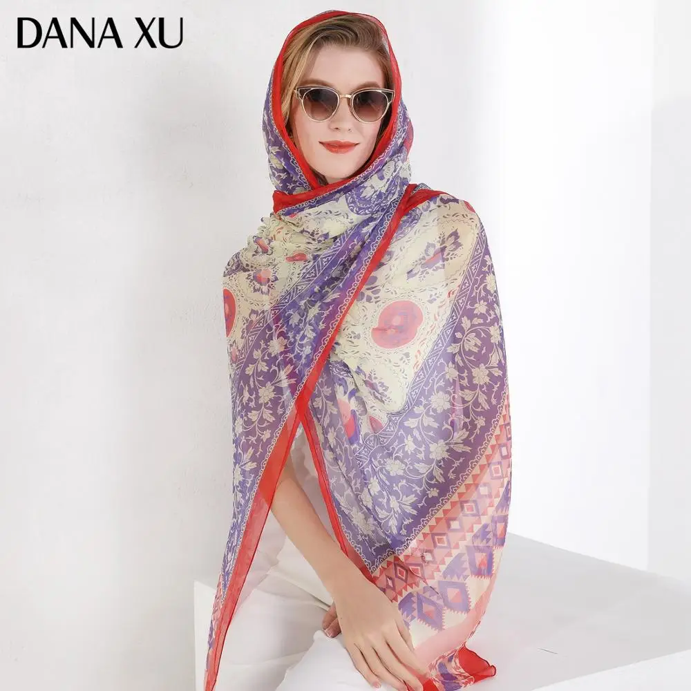 Silk Crinkle Georgette Long Scarf Luxury Brand Women New Design Beach Blanket Shawl Wear Swimwear Bandana Hijab 2020