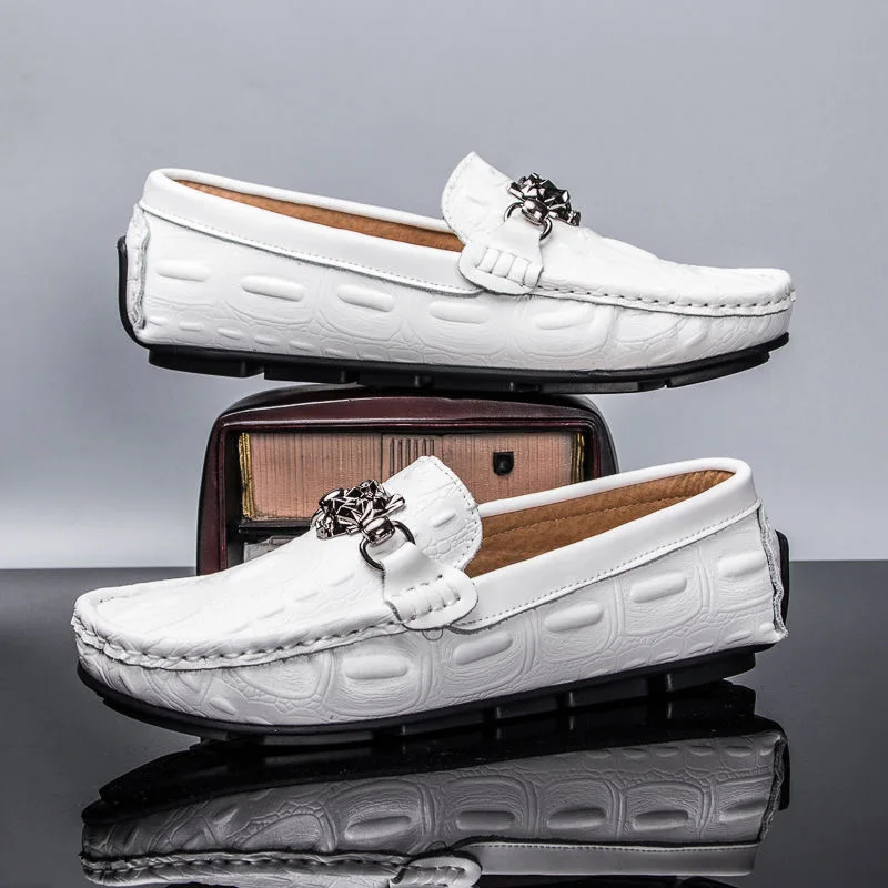 2021 Shoes Man 100% Genuine Leather Man Flat Shoes Casual Loafers Slip On Flats Shoes Moccasins Man Driving Shoes