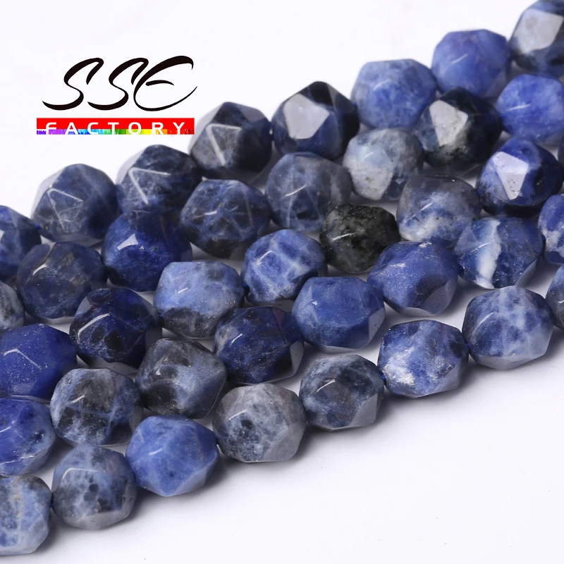 

Faceted Natural Blue Sodalite Stone Beads For Making Jewelry Round Loose Spacer Beads DIY Bracelet Accessories 6/8/10mm 15" inch