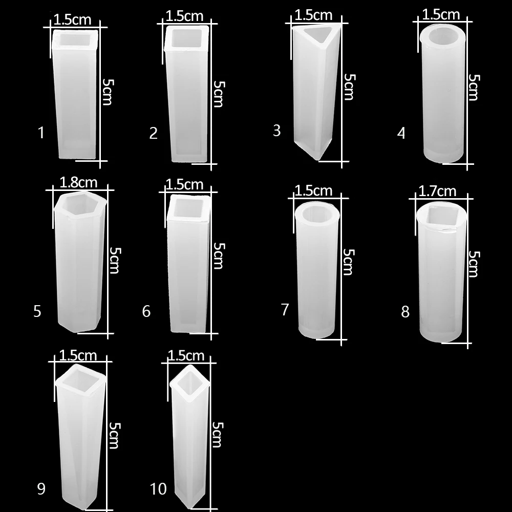 11 Gaya Bentuk Kolom Cetakan Silikon Silinder Trapesium Kristal Cetakan Liontin Dekorasi Epoksi Resin Cetakan untuk DIY Membuat Perhiasan